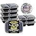 Pride Nutrition Meal Prep Food Containers - MADE IN THE USA - BPA Free 2 Compartment Proportional Durable Stackable Freezable Microwaveable with Lids Top Rated Long Lasting (7 Pack)