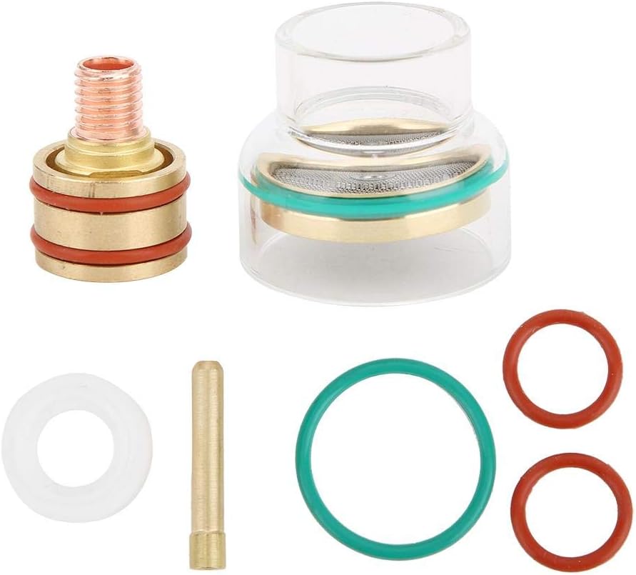 TIG Welding Torch Consumables Kit with Gas Lens Collet Body and White Plastic Ring for WP9 WP20 Compatible with 1.6mm 2mm 3mm Tungsten Electrodes