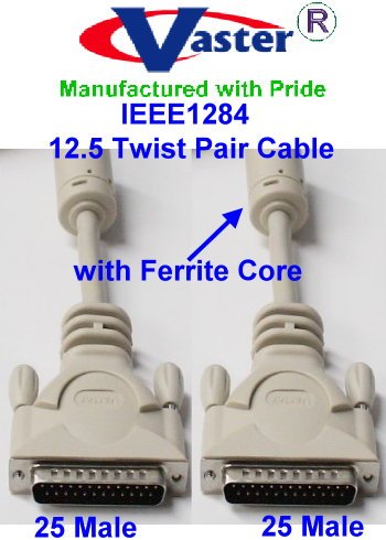 SuperEcable - 20140-25 Ft IEEE-1284 BI-Directional RS232 Cable DB25 (Cable 12 Twist) Male - Male