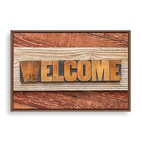Framed Canvas Wall Art Welcome Canvas Prints Home Artwork Decoration for Living Room,Bedroom - 16x24 inches