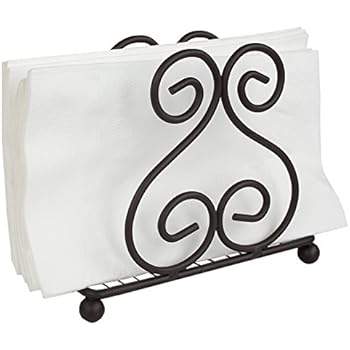 Home Basics Scroll Collection Steel Napkin Holder Freestanding Tissue Dispenser Organizer for Kitchen Countertop, Durable, Sturdy, Home Décor, Bronze