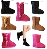 New Girl's Kid's Cute Warm Button Winter Low Calf Mid Calf Snow Boots Shoes