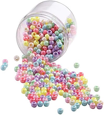 Rainbow Sprinkles Multicolor Mix Plastic Craft Pony Beads, 6x8mm, 500 Beads TZ001