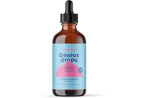 JoySpring Genius Drops - Organic Focus Drops for Kids | Clinically Proven Focus Supplement Helps Kids Perform Better in School | Liquid Herbal Supplement with Ginkgo Biloba (4 fl oz) 120 Servings