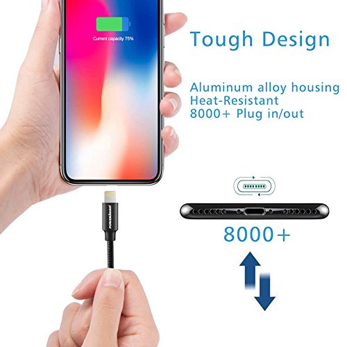 POWERbeast iPhone Charger Charging Cable 3Pack 6ft 3ft Nylon+Fishing Line Braided Lightning Cable Long iPhone Cord to USB Charger for iPhoneX 8 8Plus 7 7Plus 6s 6sPlus 6 6Plus 5 5s 5cSE iPad iPod