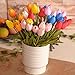 HoYuanFlo Artificial Tulips Single Stem PU Touched 10 Pcs Arrangement Bouquet with Glorious Moral for Home Office Wedding Parties (Pink)