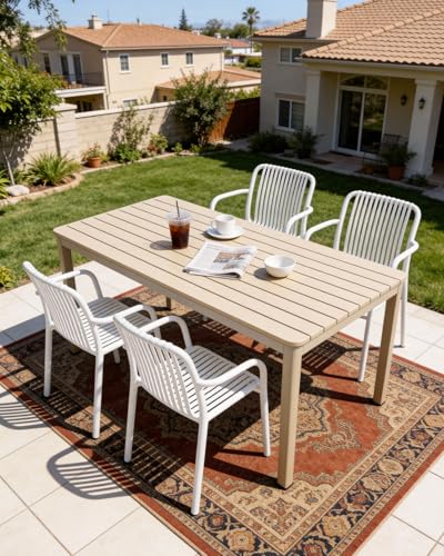 HariNorgen Set of 4 Outdoor Indoor Dining Chairs, Heavy Duty Stackable Patio Seating,Weatherproof & UV Resistant Plastic Armchairs for Garden,Balcony and Terrace, Pre-Assembled, White