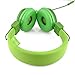 Kids Headphones with Microphone, Volume Limited Hearing Protection & Foldable Lightweight Design, Kids Friendly Safe Material & Tangle-Free Cable, Wired On-Ear Headset for Children Boys Girls (Green)