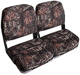 Leader Accessories A Pair of New Low Back Folding Boat Seats(2 Seats) (Camo/Black Hinge)