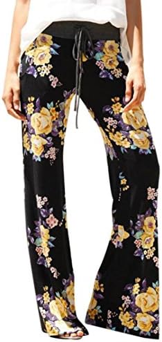 Hot Sale Women Pants,Shybuy Summer Women's High Waist Casual Stripe Prints Drawstring Wide Leg Yoga Pants (XL, Black)