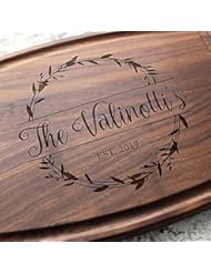 Rosemary Branch Round Garland Personalized Cutting Board - Engraved Cutting Board, Custom Cutting Board, Wedding Gift, Housewarming Gift W-040 GB