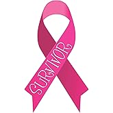 StickerTalk Breast Cancer Survivor Ribbon Vinyl Sticker, 5 inches by 3 inches