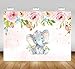 Mehofoto Elephant Baby Shower Backdrop Pink Elephant Floral Birthday Background 7x5ft Vinyl Baby Girls Baby Shower Birthday Party Banner Backdrops