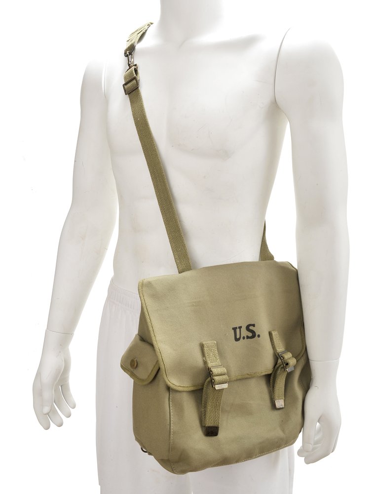 U.S. WW2 Style M1936 Musette Bag with Shoulder strap Lt OD marked JT&L 1943