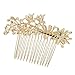 Butterfly Hair Pins Flower Hair Comb Bridal Wedding Jewelry Women Hair Accessories Austrian Crystals Combs 2256R (Golden)
