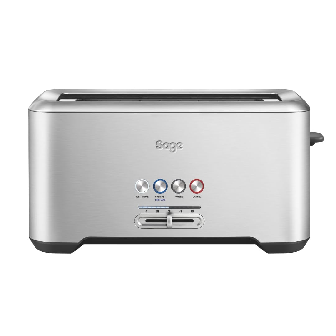 Sage - The 'A Bit More' Toaster 4 Slice With Wide Slots - 5 Settings Including A Bit More, Fruit Bread, Crumpet & Frozen - Brushed Stainless Steel