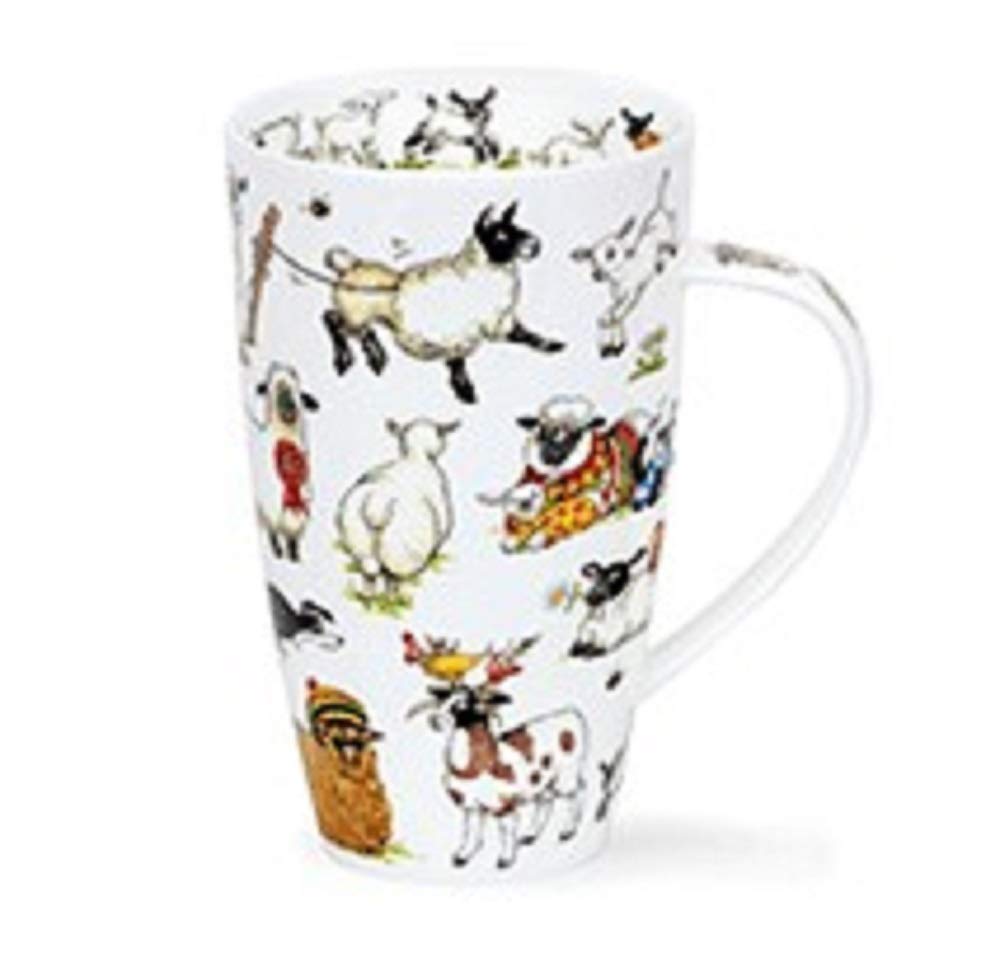 Woolly Jumpers - Dunoon Fine Bone China Henley Mug - 600ml Capacity - Jolly Sheep Lambs in Knitted Jumpers and Hats