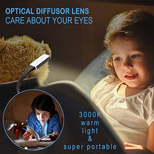 LED Reading Light,Clip on Book Light for Reading in Bed,Soft Light Eye-Care USB Rechargeable Reading Lamp,3-Level Brightness Flexible Bookmark Light for Book, Kids, Bookworms,Readers