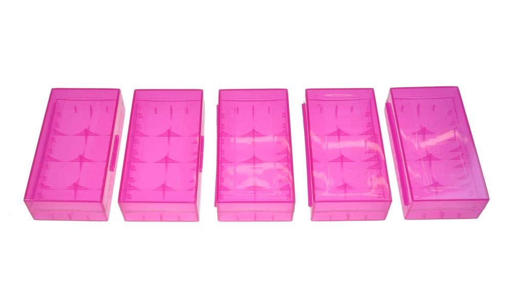 Armerah 18650/16340/CR123A eCig Battery Protective Case Opaque Plastic 5 Pack Pink