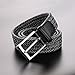 JasGood Men's Elastic Woven Stretch Casual Rubber String Belt Waistband Silver Metal Buckle, Black, 45.3 Inch