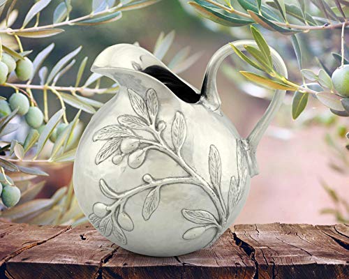 Arthur Court Aluminum Olive Tuscan Pattern Table Serving Water/Juice Pitcher 100 oz. 9" Tall - Thumbnail 2
