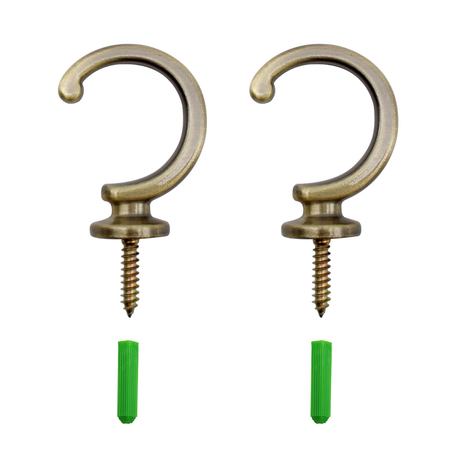 AMONENZ Tie Back Hooks - Brass Curtain Tiebacks with Expansion Tube for Window & Shower Curtains