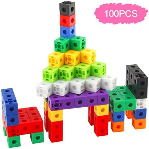 Monilon Cube Blocks, Set of 100 Math Manipulatives Unlimited Creation Building Blocks Toy