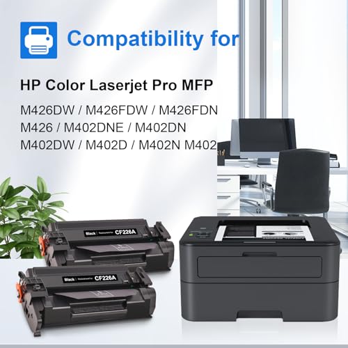 myCartridge CF226A 26A Compatible with HP 26a with LaserJet Pro M402DN with Toner LaserJet Pro MFP M426FDN for Toner HP 26A 26X CF226X (2 Black)