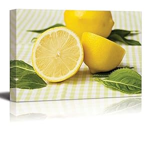 Canvas Prints Wall Art - Still Life Fresh/Natural Yellow Lemon | Modern Wall Decor/Home Art Stretched Gallery Canvas Wraps Giclee Print & Ready to Hang - 12" x 18"