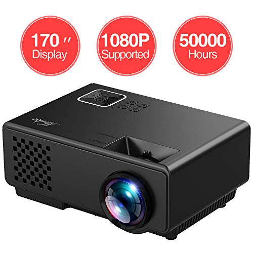 Projector, MOOKA Mini Projector, Full HD 1080P Supported Video Projector,50,000Hour LED Portable Projector Compatible with DVD,HDMI,VGA,USB,AV,SD for HomeTheater