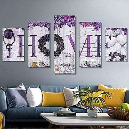 Mikilon 5D DIY Diamond Painting, 5 Panels/Set Cross Stitch Embroidery Drawing Kits Wall Craft, Full Drill, Home - Thumbnail 2