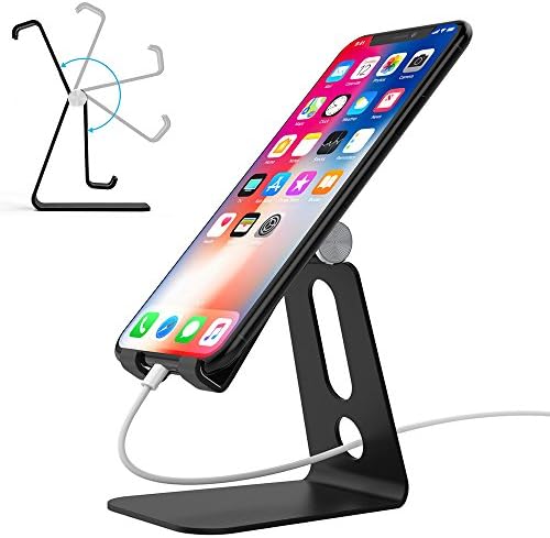 Adjustable Cell Phone Stand,Ahere Multi-Angle Aluminum Desktop Cell Phone Cradle, Dock, Stand for iPhone 6 6s 7 8 X Plus Samsung Galaxy All Android Smartphone Tablets,Black