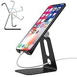 Adjustable Cell Phone Stand,Ahere Multi-Angle Aluminum Desktop Cell Phone Cradle, Dock, Stand for iPhone 6 6s 7 8 X Plus Samsung Galaxy All Android Smartphone Tablets,Black