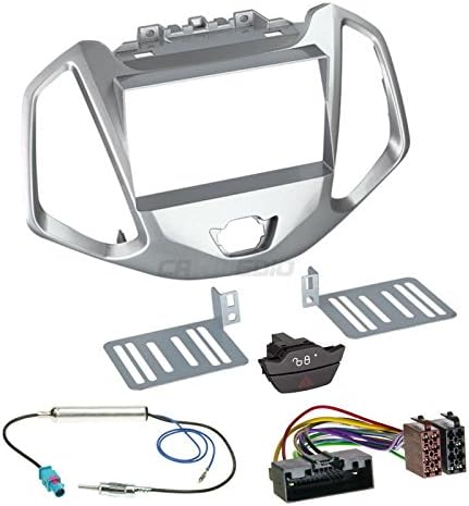 Ford EcoSport 14 Original Plug & Play Quality 2-Din Car Radio Installation Set Includes Aerial Adaptor Radio Connection Cable and Radio Fascia/Frame Silver