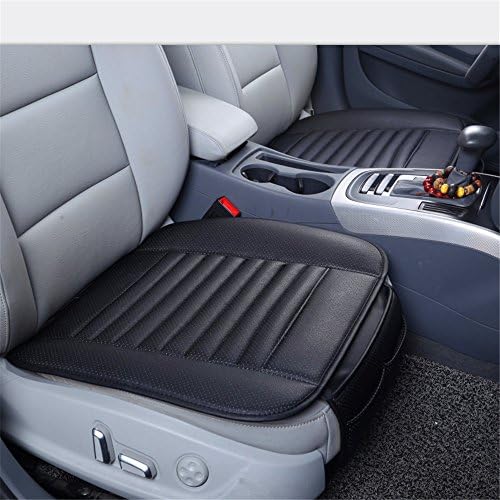 Car Seat Cushions Universal Auto Interior Front Seat Cover Mat Protective Cover Pad Single Seatpad for Auto Driver Car Supplies Office Chair with Bamboo Charcoal Breathable PU Leather (Black)