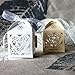 PONATIA 50 PCS 2.3 Inches Love Heart Laser Cut Candy Gift Boxes With Ribbon Wedding Party Favor (Beige)