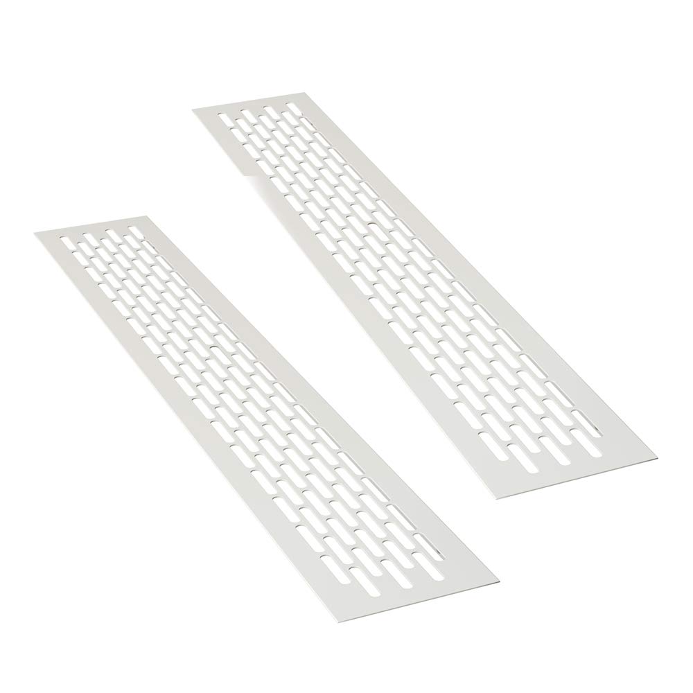 sossai® Aluminium Ventilation Grille - Alucratis (Pack of 2) | Rectangular - Dimensions: 44 x 8 cm | Colour: White | Powder-Coated