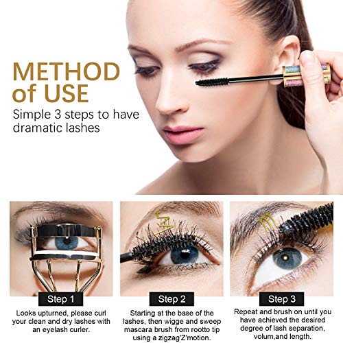 2 Pack Natural 4D Silk Fiber Lash Mascara, Lengthening and Thick, Long Lasting, Waterproof & Smudge-Proof, All Day Exquisitely, Full, Long, Thick, Smudge-Proof Eyelashes