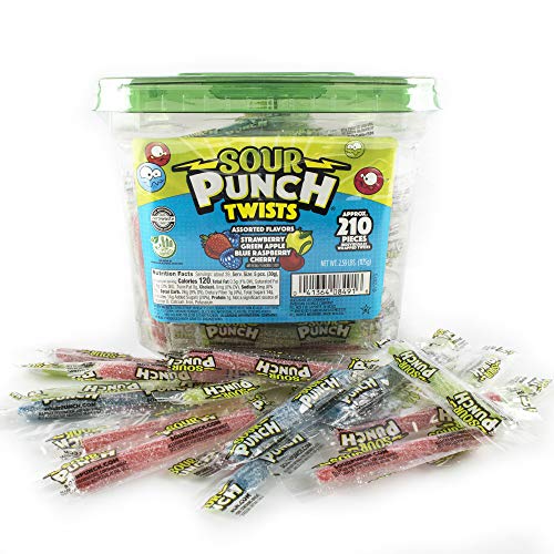 Sour Punch Twists, 3" Individually Wrapped Chewy Candy, 4 Fruity