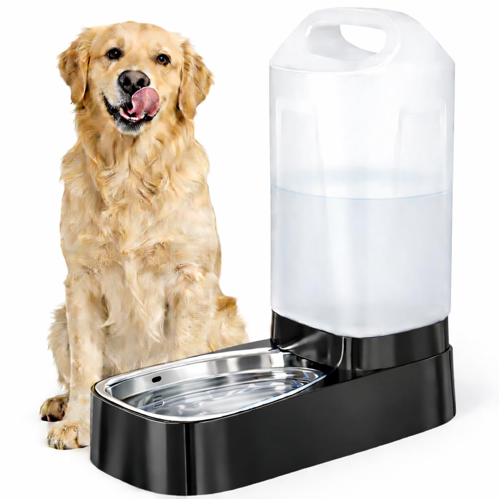 Photo 1 of Automatic Dog Water Bowl Dispenser - 2.4 Gallon Gravity Pet Water Dispenser with 304 Stainless Steel Bowl, Dog Auto Feeders Bowls Self Waterer, Easy-Carry Handle for Large Dogs & Cats, Multi-Pet Home