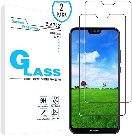 KATIN Huawei P20 Lite Screen Protector - [2-Pack] for Huawei P20 Lite Tempered Glass Film Easy to Install, Bubble Free with Lifetime Replacement Warranty