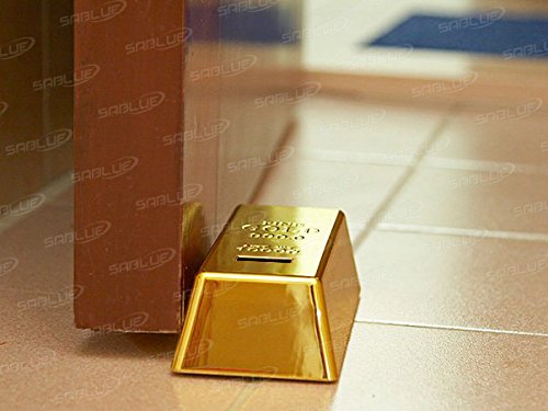 SABLUE Novelty Gold Bar Bullion Shaped Money Box Coin Bank Saving Pot Door Stop Paperweight Golden (C0-Coin Bank L)