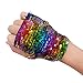 Time-killer Sequins Gloves - Magic Sequin Fingerless Mermaid Gloves Dragon Paws Reversible Bracelet- Dance Birthday Party Favors for Kids Girls Women (Rainbow)