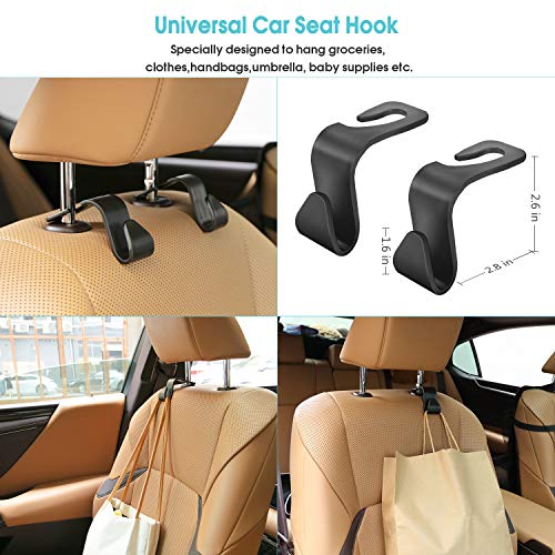 Car Back Seat Organizer - Universal Car Seat Back Protectors Kick Mats with 12 Storage Pockets Touchable Tablet Holder for Kids Baby vehicle organizer, 2 Pack Car Seat Organizers+ 2 Car Headrest Hook