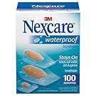 Nexcare Waterproof Clear Bandages, Superior Protection Seals Out Water, Dirt and Germs, Assorted Sizes, 100 Count