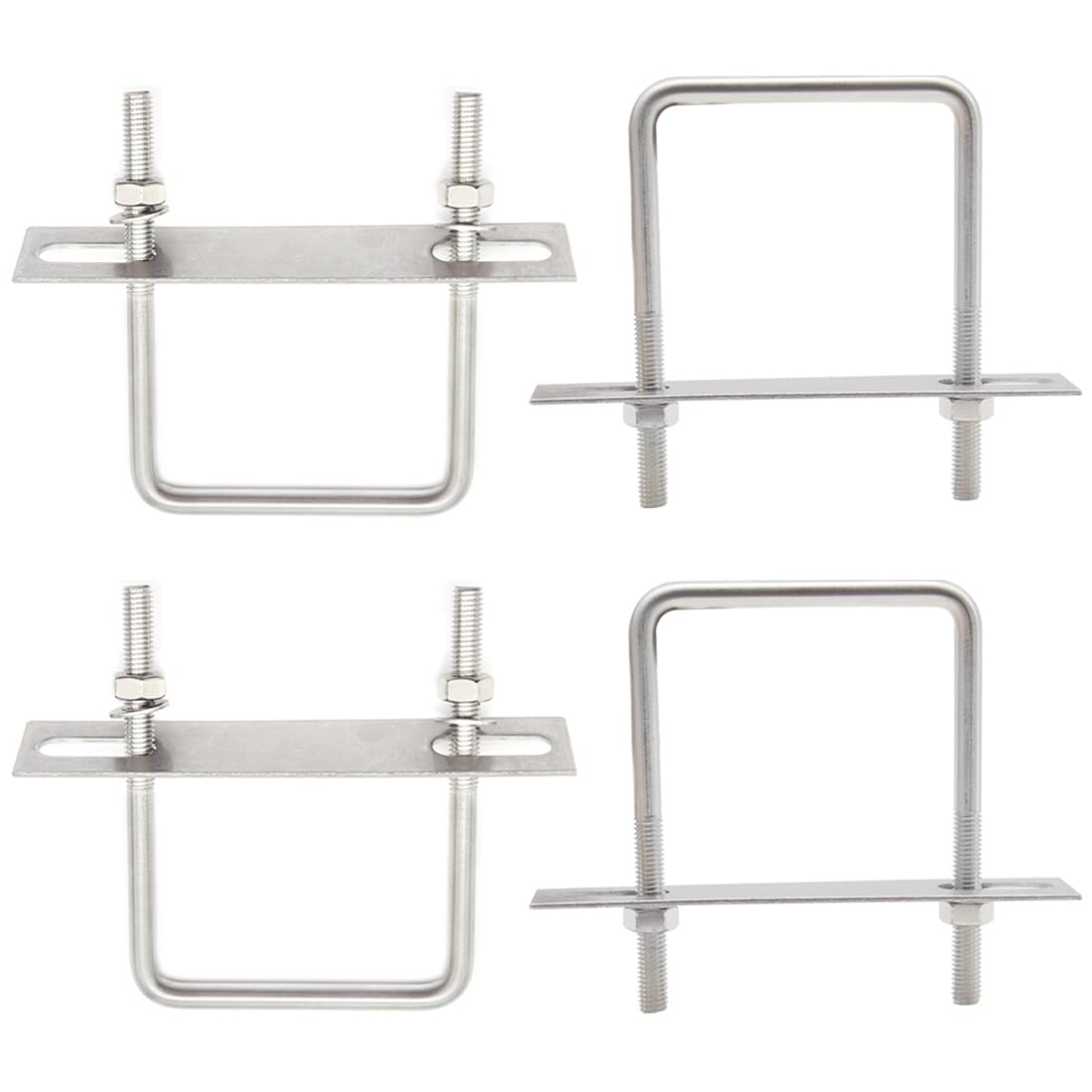 CEEYSEE 4 Set Square U Bolt M8 75x110mm Stainless Steel U Bolt Brackets with Nuts, Washer and Frame Plate U Bolts Fastener for Car and Industrial Applications (M8-75x110mm)