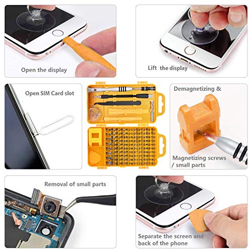 Precision Screwdriver Set, Apsung 110 in 1 Professional Screwdriver set, Multi-function Magnetic Repair Computer Tool Kit Compatible with iPhone/Ipad/Android/Laptop/PC etc  (Yellow) - Thumbnail 3