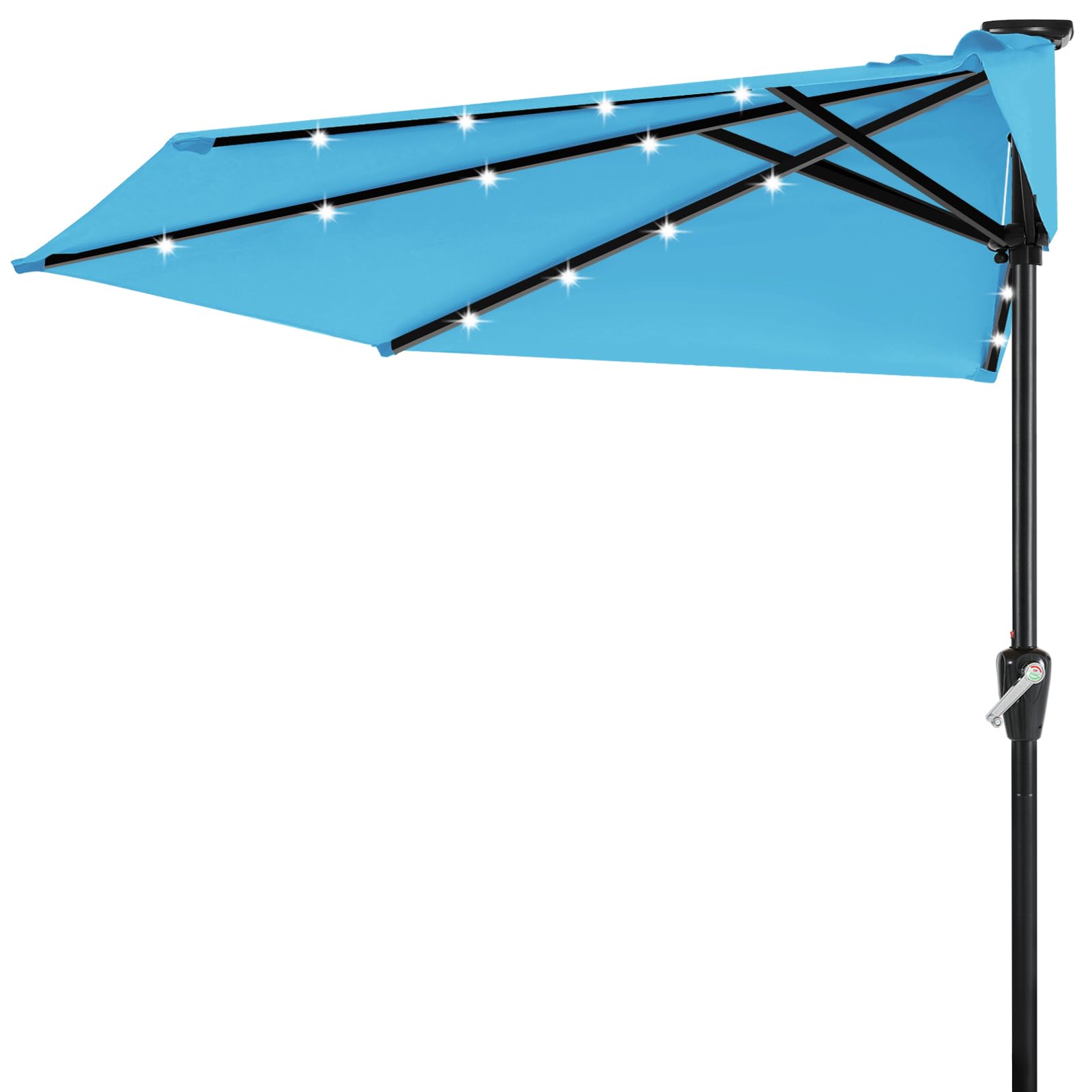 ABCCANOPY Patio Umbrella 9FT - Outdoor Half Umbrellas with Solar LED Lights for Patio, Backyard, Garden, Deck (Turquoise) Image