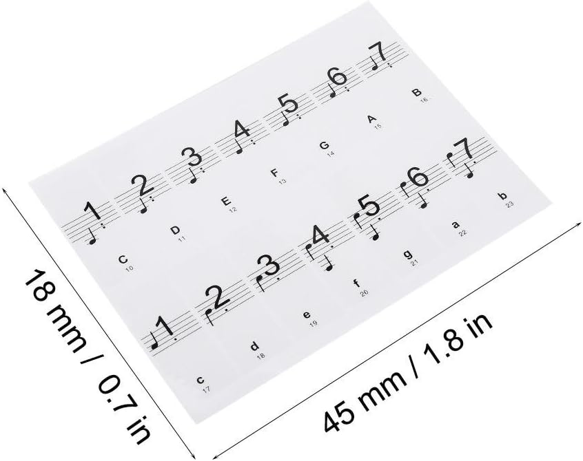 Piano Stickers for 88 Key Keyboards Removable Complete Notes with Numbers Transparent and Colourful(Transparent) - Image 3