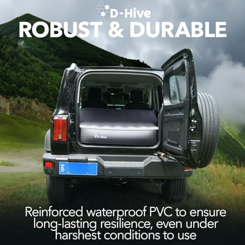 D-Hive SUV Air Mattress, Ultra-Thick Material Extra-High Car Air Mattress, SUV Mattress for Toyota 4runner, Jeep Wrangler, Car Mattress Inflatable Grey